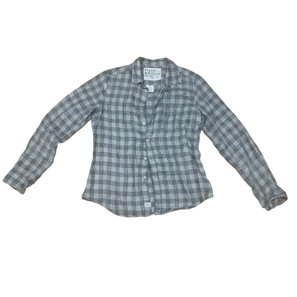 Frank & Eileen‎ Barry Linen Button Down Shirt Plaid Gray Small